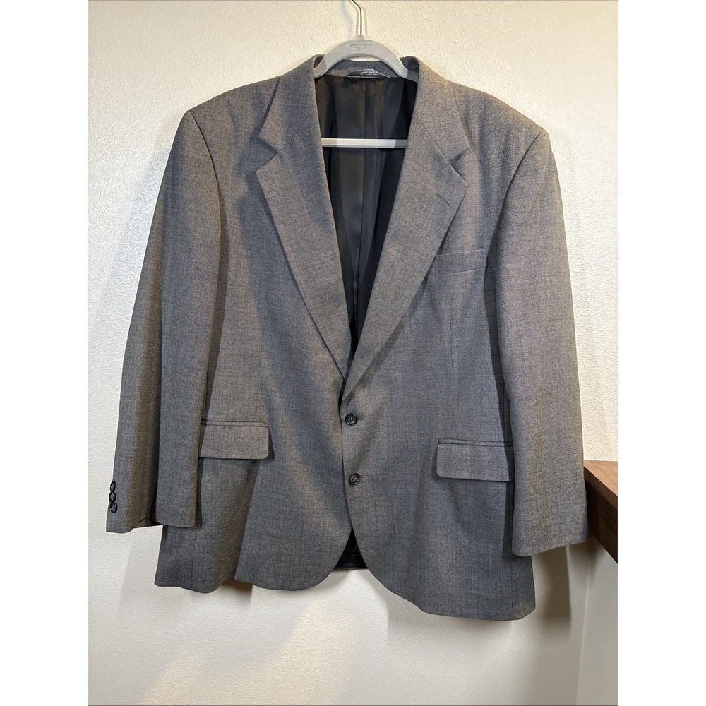 Haggar Imperial‎ Mens 46R Blazer Sport Coat Suit Jacket Gray 2 Button Wool